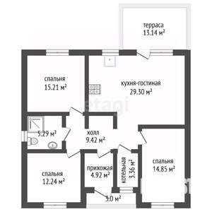 Дом 115м², 1-этажный, участок 6 сот.