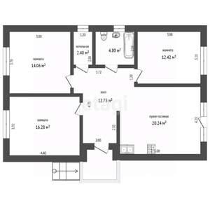 Дом 86м², 1-этажный, участок 6 сот.