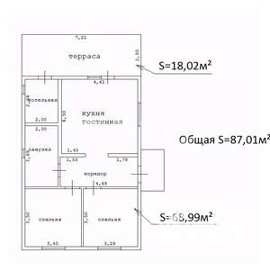 Дом 87м², 1-этажный, участок 4 сот.