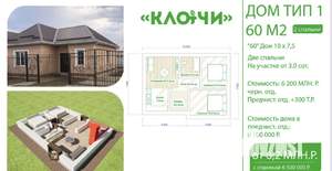 Дом 63м², 1-этажный, участок 5 сот.