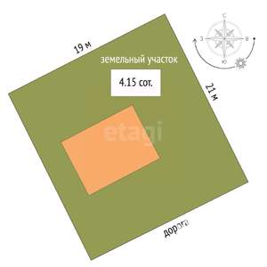 Дом 53м², 1-этажный, участок 4 сот.