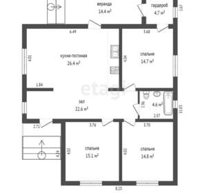 Дом 120м², 1-этажный, участок 7 сот.  