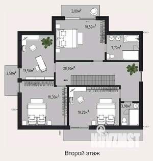 Коттедж 387м², 2-этажный, участок 5 сот.  