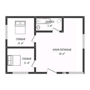 Дом 56м&sup2;, 1-этажный, участок 3 сот.  