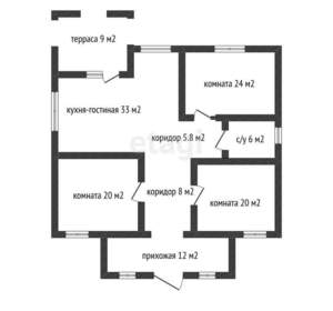 Дом 129м², 1-этажный, участок 6 сот.  