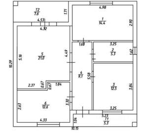 Дом 105м², 1-этажный, участок 5 сот.  