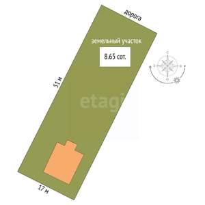 Дом 70м&sup2;, 1-этажный, участок 9 сот.  