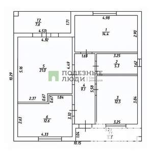 Дом 105м², 1-этажный, участок 5 сот.  