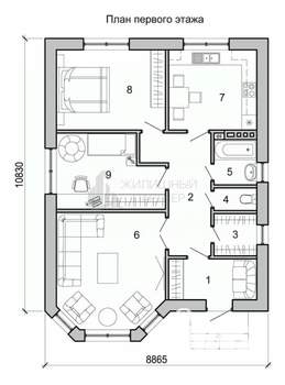 Дом 115м², 1-этажный, участок 5 сот.  
