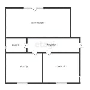 Дом 65м&sup2;, 1-этажный, участок 6 сот.  