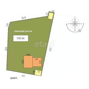 Дом 22м&sup2;, 1-этажный, участок 6 сот.  