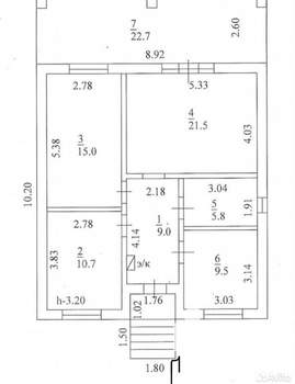 Дом 75м², 1-этажный, участок 5 сот.  