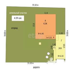 Дом 211м², 1-этажный, участок 439 сот.  