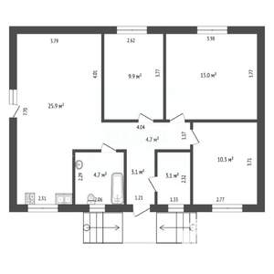 Дом 100м&sup2;, 1-этажный, участок 4 сот.  