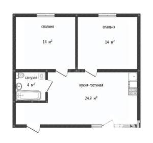 Дом 57м&sup2;, 1-этажный, участок 3 сот.  