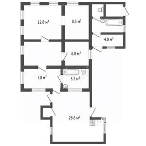 Дом 107м&sup2;, 1-этажный, участок 2 сот.  