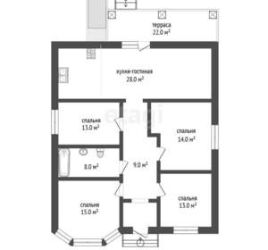 Дом 125м², 1-этажный, участок 6 сот.  