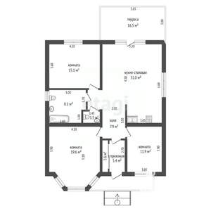 Дом 111м&sup2;, 1-этажный, участок 6 сот.  