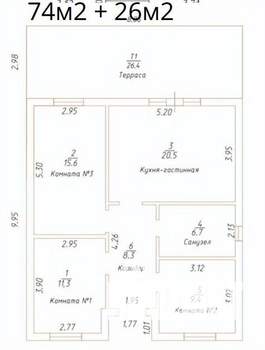 Коттедж 100м², 1-этажный, участок 5 сот.  