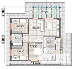 Дом 93м², 1-этажный, участок 5 сот.  