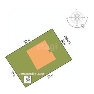 Дом 116м&sup2;, 1-этажный, участок 6 сот.  