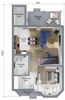 Коттедж 151м², 2-этажный, участок 5 сот.  