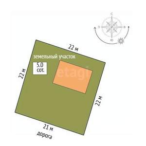 Дом 64м&sup2;, 1-этажный, участок 5 сот.  