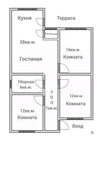 Дом 110м&sup2;, 1-этажный, участок 4 сот.  