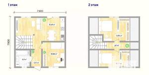 Дом 84м&sup2;, 2-этажный, участок 4 сот.  