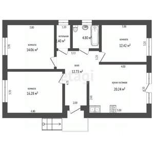 Дом 86м&sup2;, 1-этажный, участок 5 сот.  