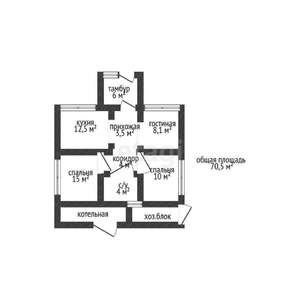 Дом 71м&sup2;, 1-этажный, участок 9 сот.  