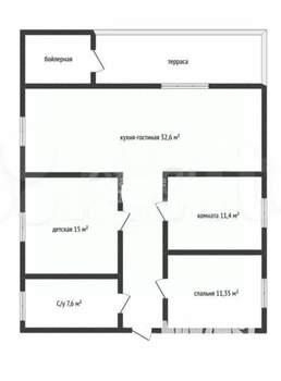 Дом 100м&sup2;, 1-этажный, участок 3 сот.  