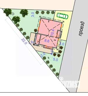 Дом 77м&sup2;, 1-этажный, участок 4 сот.  