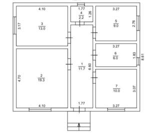 Дом 78м&sup2;, 1-этажный, участок 3 сот.  