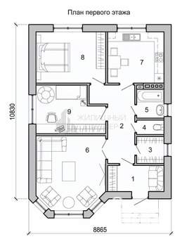 Дом 115м², 1-этажный, участок 5 сот.  