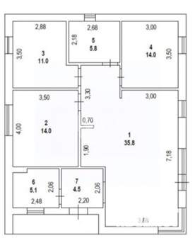 Дом 90м&sup2;, 1-этажный, участок 4 сот.  