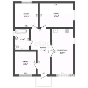 Дом 83м&sup2;, 1-этажный, участок 5 сот.  