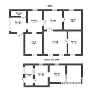 Дом 77м&sup2;, 2-этажный, участок 5 сот.  