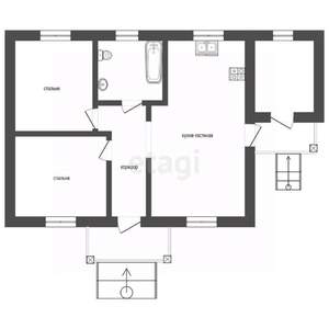 Дом 80м&sup2;, 1-этажный, участок 5 сот.  