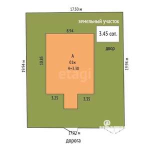 Дом 85м&sup2;, 1-этажный, участок 3 сот.  