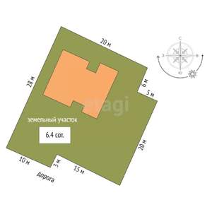 Дом 109м&sup2;, 1-этажный, участок 6 сот.  