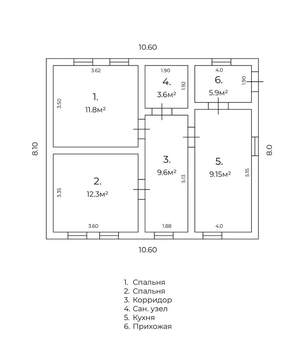 Дом 53м&sup2;, 1-этажный, участок 7 сот.  