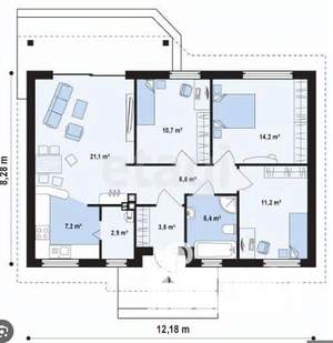 Дом 100м&sup2;, 2-этажный, участок 5 сот.  