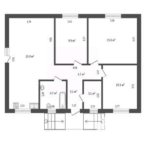 Дом 100м&sup2;, 1-этажный, участок 4 сот.  