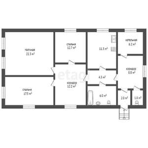 Дом 105м&sup2;, 1-этажный, участок 13 сот.  