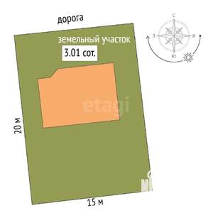 Дом 94м&sup2;, 2-этажный, участок 3 сот.  