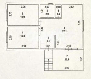 Дом 62м&sup2;, 1-этажный, участок 4 сот.  