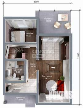 Коттедж 134м², 2-этажный, участок 5 сот.  