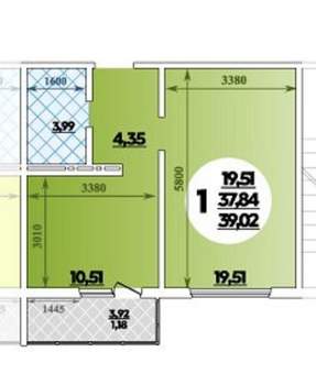 1-к квартира, на длительный срок, 39м2, 14/16 этаж