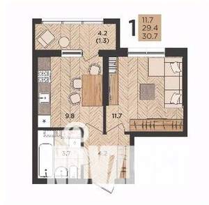 1-к квартира, на длительный срок, 31м2, 6/24 этаж